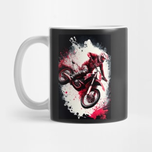 Dirt Bike With Red and Black Paint Splash Design Mug